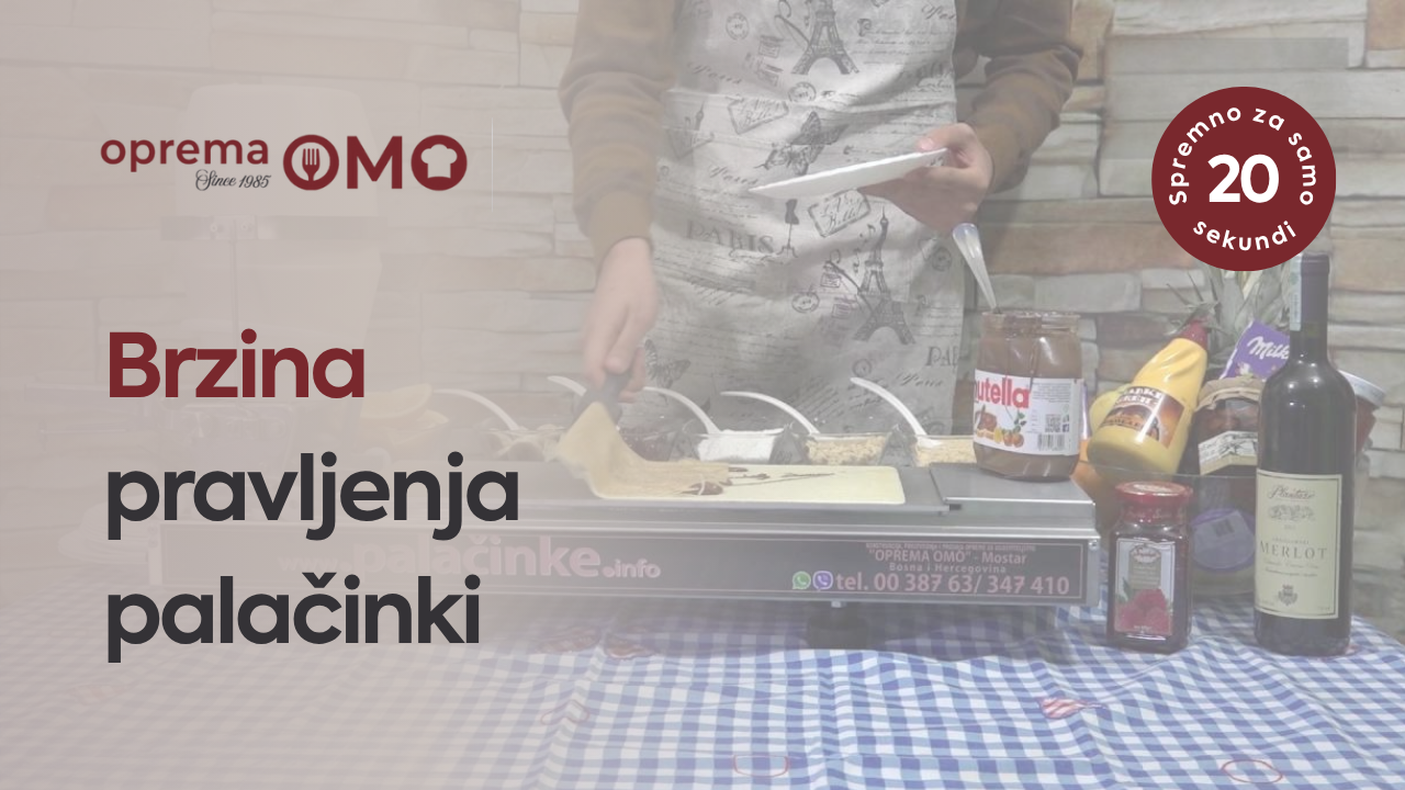 YouTube video placeholder – prikaz recenzija, testova i demonstracija aparata za palačinke Oprema OMO